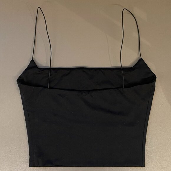 Black Spaghetti-Strap Cami Tank Top, Like New - Picture 3 of 4